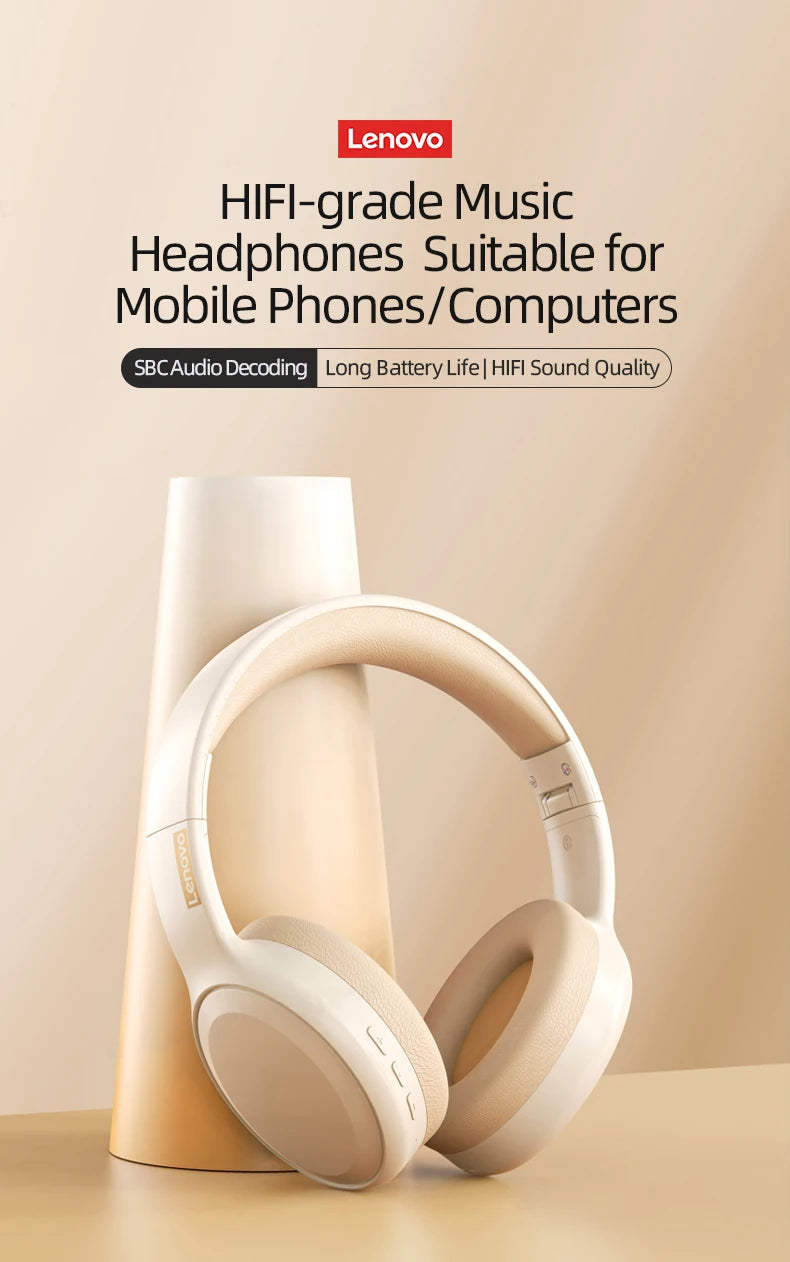 Lenovo Sports Earphones, Esports Games with Microphone TH30 Wireless Bluetooth Headphones with Headwear Earmuffs.