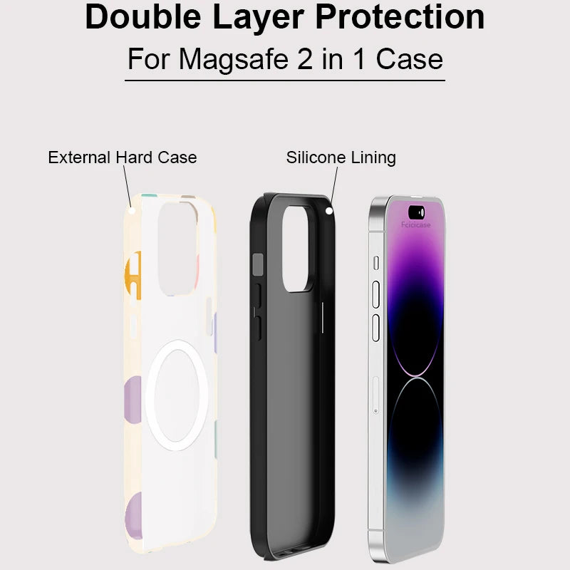 Fcicicase Colorful Circular Dots Phone Case For iPhone 17 &amp; 17 Pro Max Magnetic For Magsafe Matte Cover