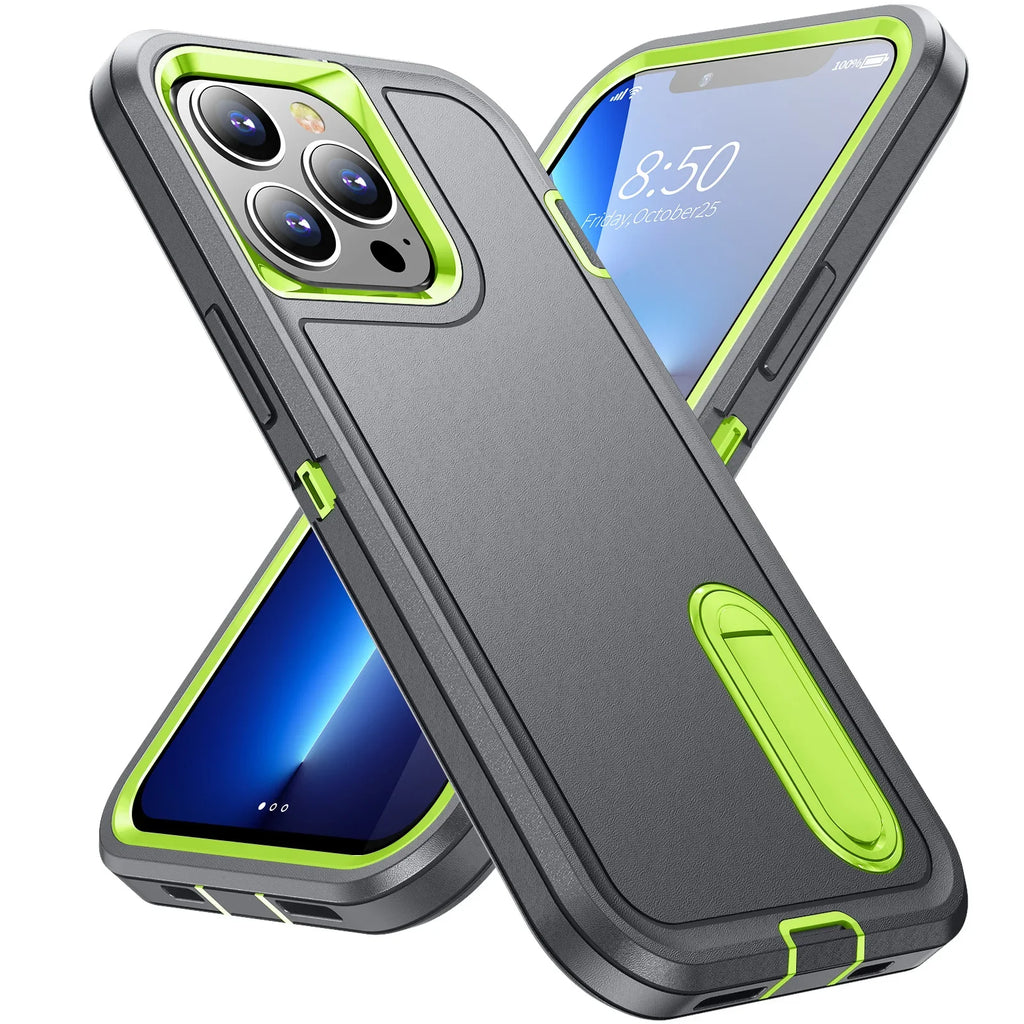 Afia 3 IN 1 Hybrid Military Anti-Shock Phone Case for iPhone 17/ 17Pro/  17 Pro Max Heavy Duty Shockproof Armor Kickstand Cover