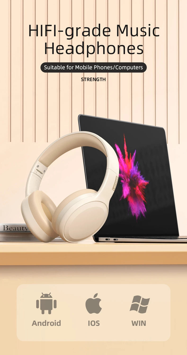 Lenovo Sports Earphones, Esports Games with Microphone TH30 Wireless Bluetooth Headphones with Headwear Earmuffs.