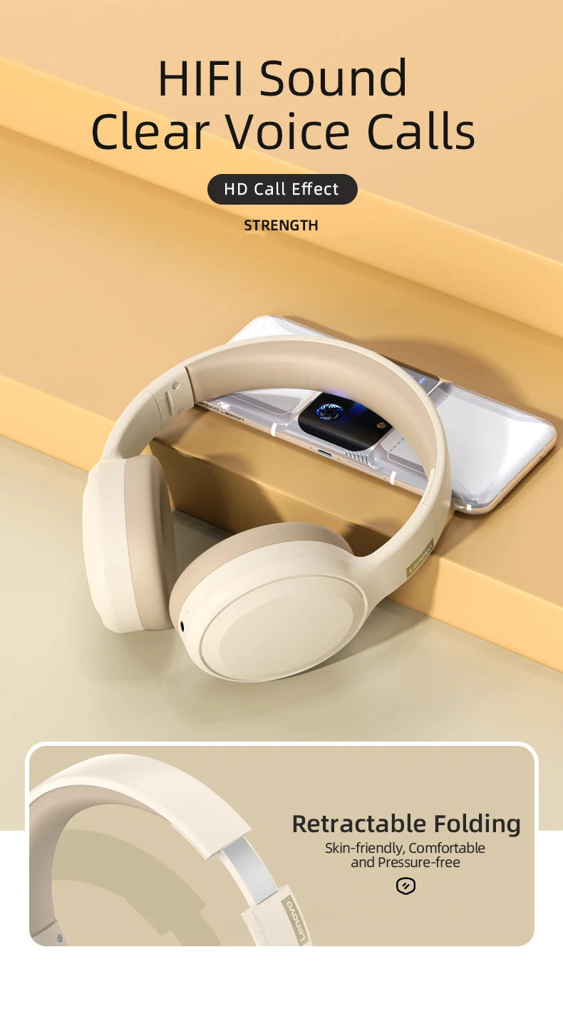Lenovo Sports Earphones, Esports Games with Microphone TH30 Wireless Bluetooth Headphones with Headwear Earmuffs.