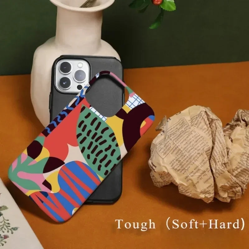 Artistic Illustration Case For iPhone 16 Acrylic TPU Two in one Magsafe.