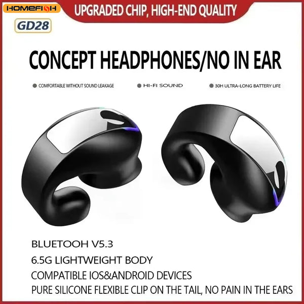 BT  Earphone Clip On Monaural Inear Motion Stereo Bone Conduction Gd28 Business Wireless Earphone Mini Monaural Tws