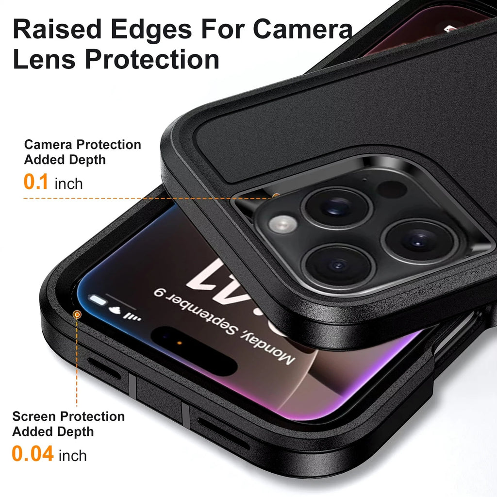 Afia 3 IN 1 Hybrid Military Anti-Shock Phone Case for iPhone 17/ 17Pro/  17 Pro Max Heavy Duty Shockproof Armor Kickstand Cover