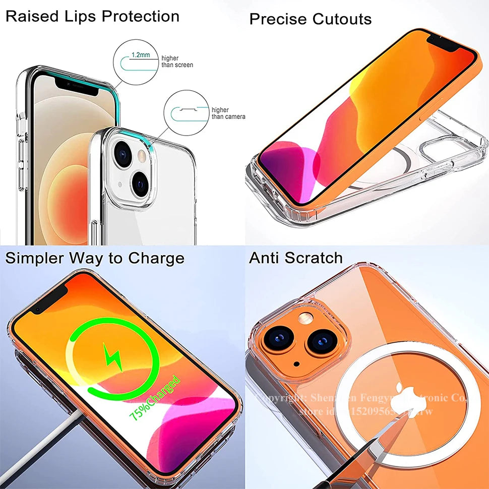 Afia for iPhone 16 Pro Max Magnetic Clear Phone Case with Kickstand for Shockproof Mobile Back Cover