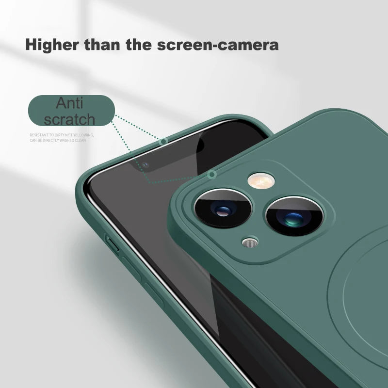 Afia MagSafe Magnetic Case for iPhone 14 Pro Max Soft Liquid Silicone Protective Cover - Color green