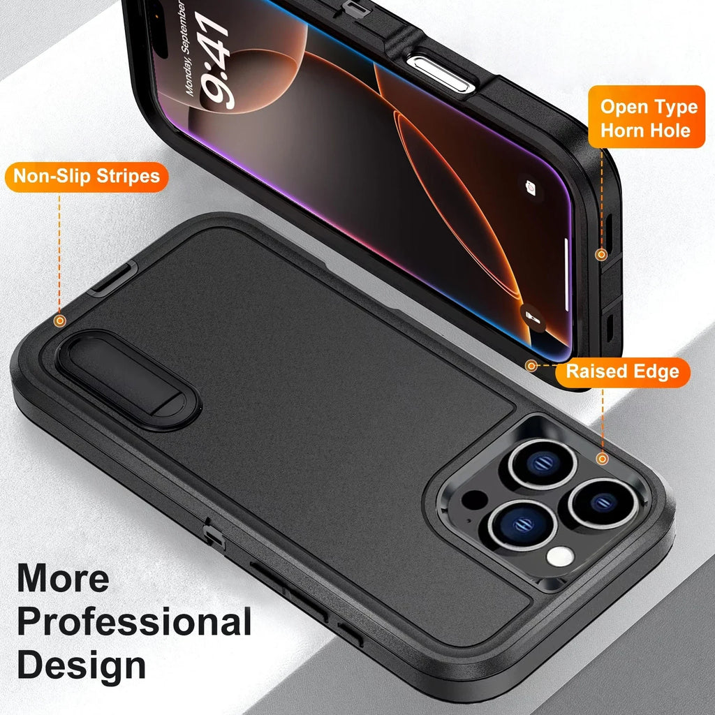 Afia 3 IN 1 Hybrid Military Anti-Shock Phone Case for iPhone 17/ 17Pro/  17 Pro Max Heavy Duty Shockproof Armor Kickstand Cover