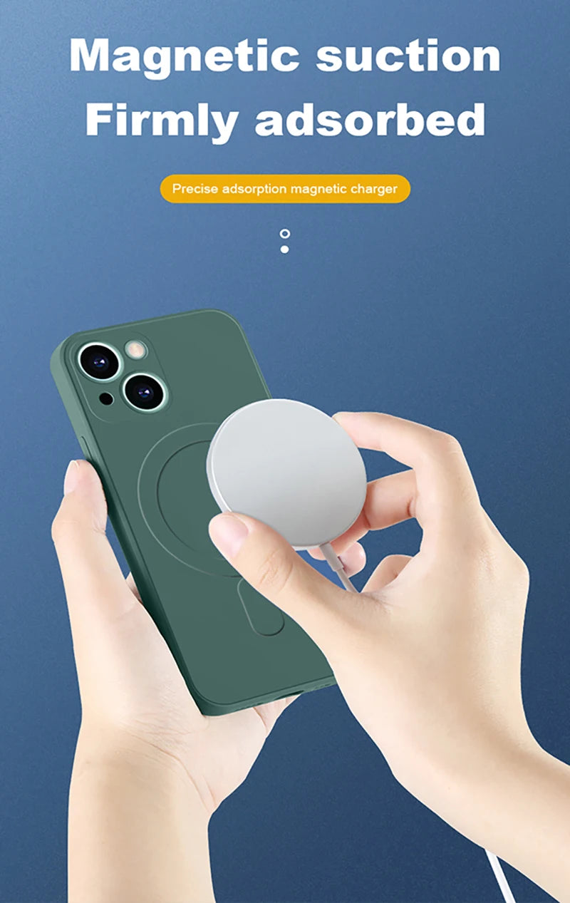 Afia MagSafe Magnetic Case for iPhone 14 Pro Max Soft Liquid Silicone Protective Cover - Color green