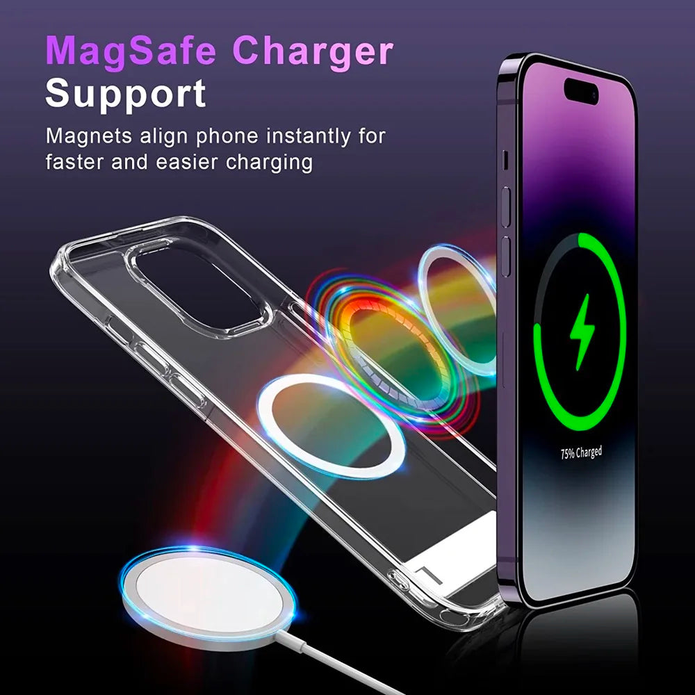 Afia for iPhone 16 Pro Max Magnetic Clear Phone Case with Kickstand for Shockproof Mobile Back Cover