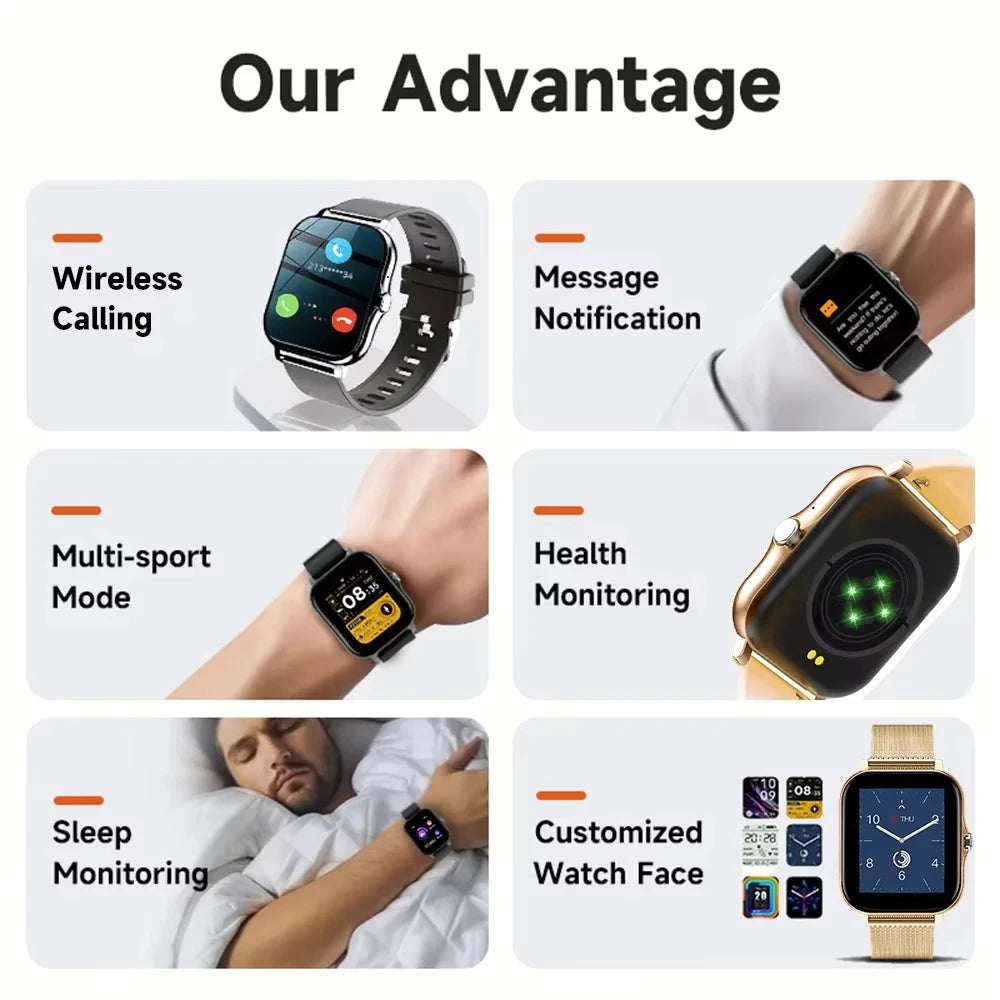 LAXASFIT 2025 New Smart Watch for Men & Women Gift Full Touch Screen Sports Fitness Watch Bluetooth Call Digital Smartwatch
