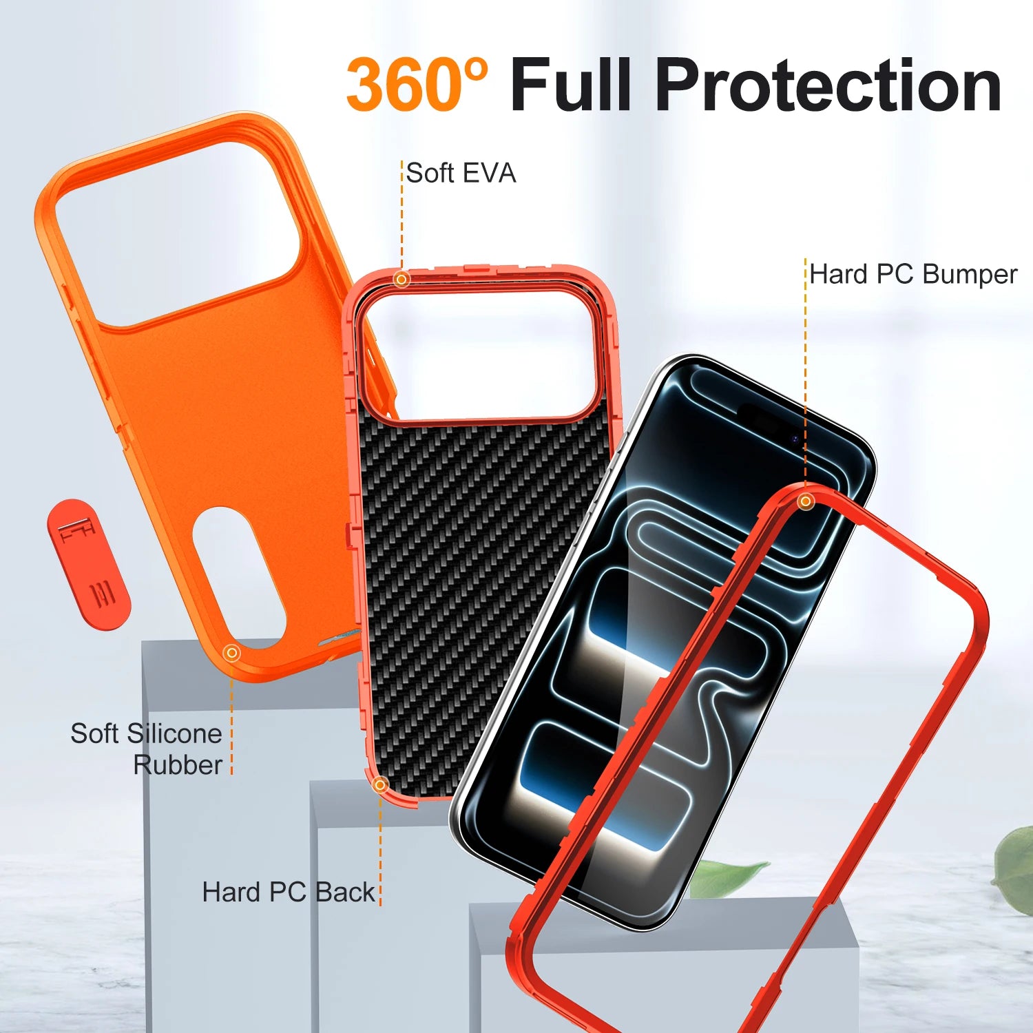 Afia 3 IN 1 Hybrid Military Anti-Shock Phone Case for iPhone 17/ 17Pro/  17 Pro Max Heavy Duty Shockproof Armor Kickstand Cover