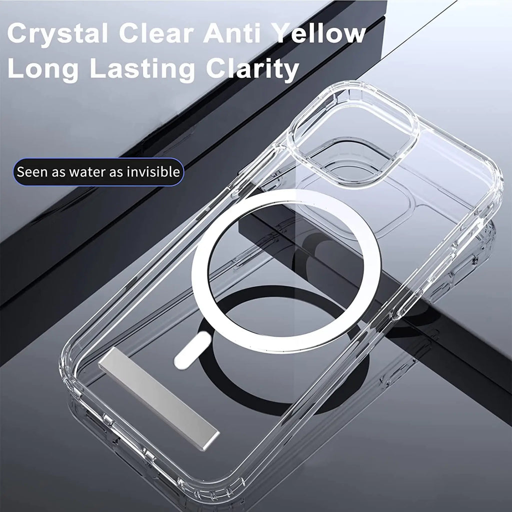 Afia for iPhone 16 Pro Max Magnetic Clear Phone Case with Kickstand for Shockproof Mobile Back Cover