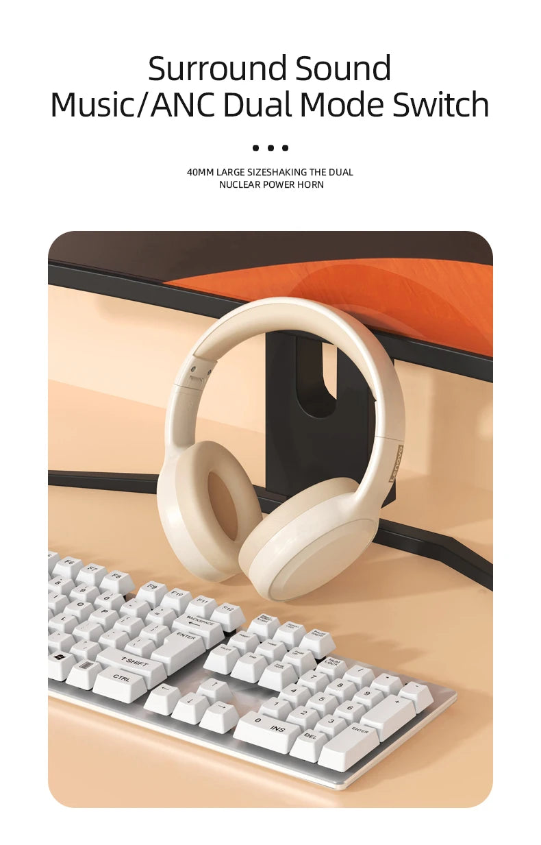 Lenovo Sports Earphones, Esports Games with Microphone TH30 Wireless Bluetooth Headphones with Headwear Earmuffs.