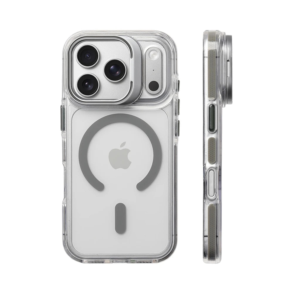 Magnetic Clear Stand Case for iPhone 17 Pro Max, 17 Pro, 17 – Luxury Shockproof Cover with Camera Lens Protection