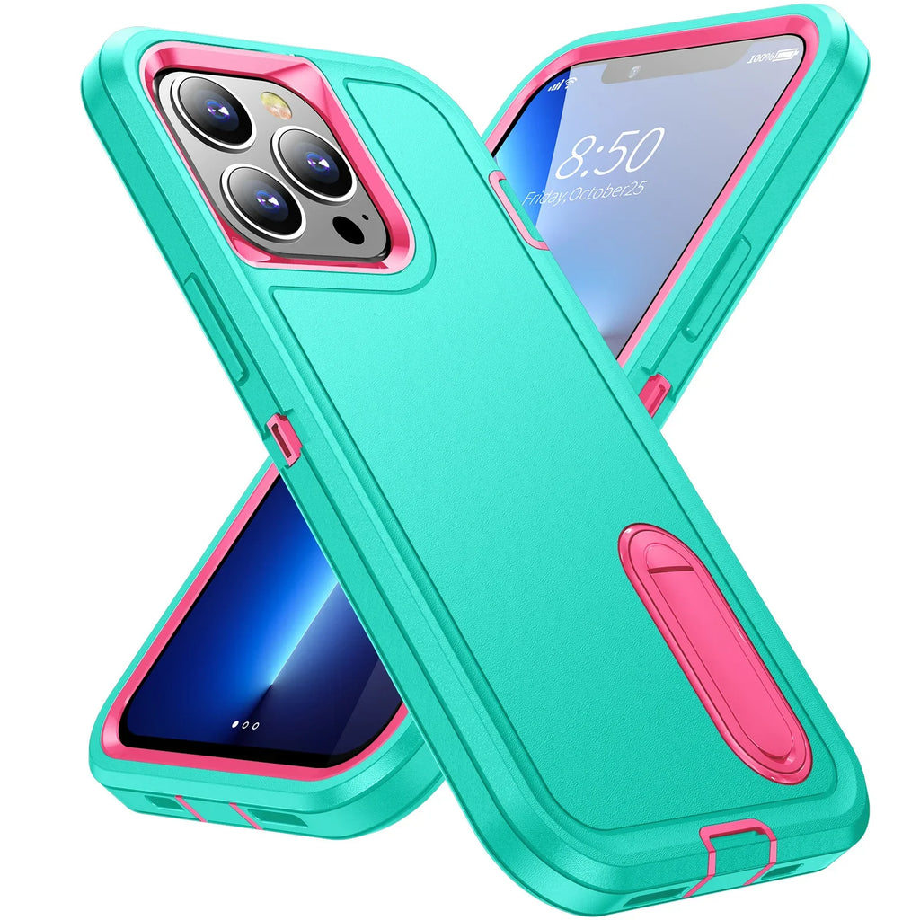 Afia 3 IN 1 Hybrid Military Anti-Shock Phone Case for iPhone 17/ 17Pro/  17 Pro Max Heavy Duty Shockproof Armor Kickstand Cover
