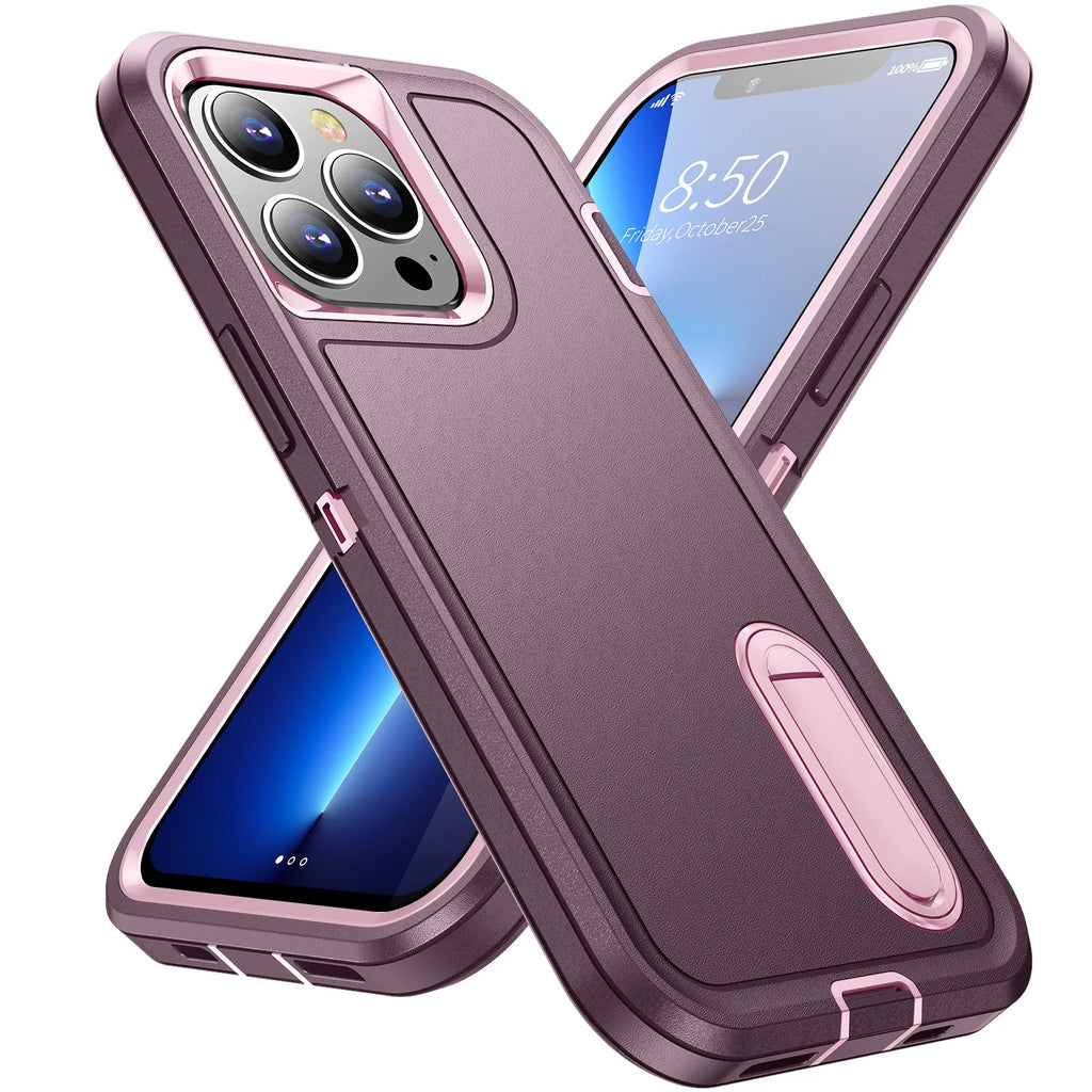 Afia 3 IN 1 Hybrid Military Anti-Shock Phone Case for iPhone 17/ 17Pro/  17 Pro Max Heavy Duty Shockproof Armor Kickstand Cover