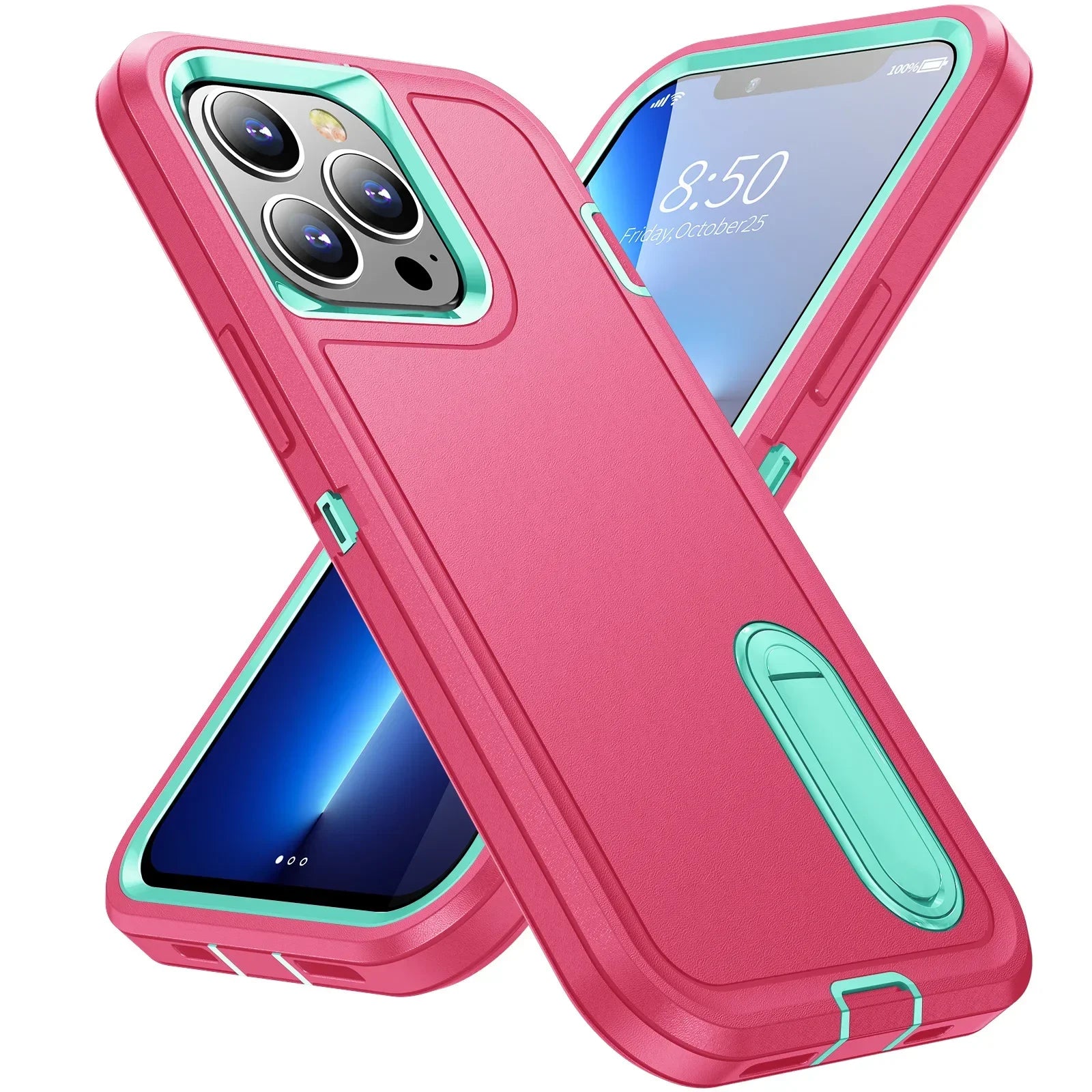 Afia 3 IN 1 Hybrid Military Anti-Shock Phone Case for iPhone 17/ 17Pro/  17 Pro Max Heavy Duty Shockproof Armor Kickstand Cover