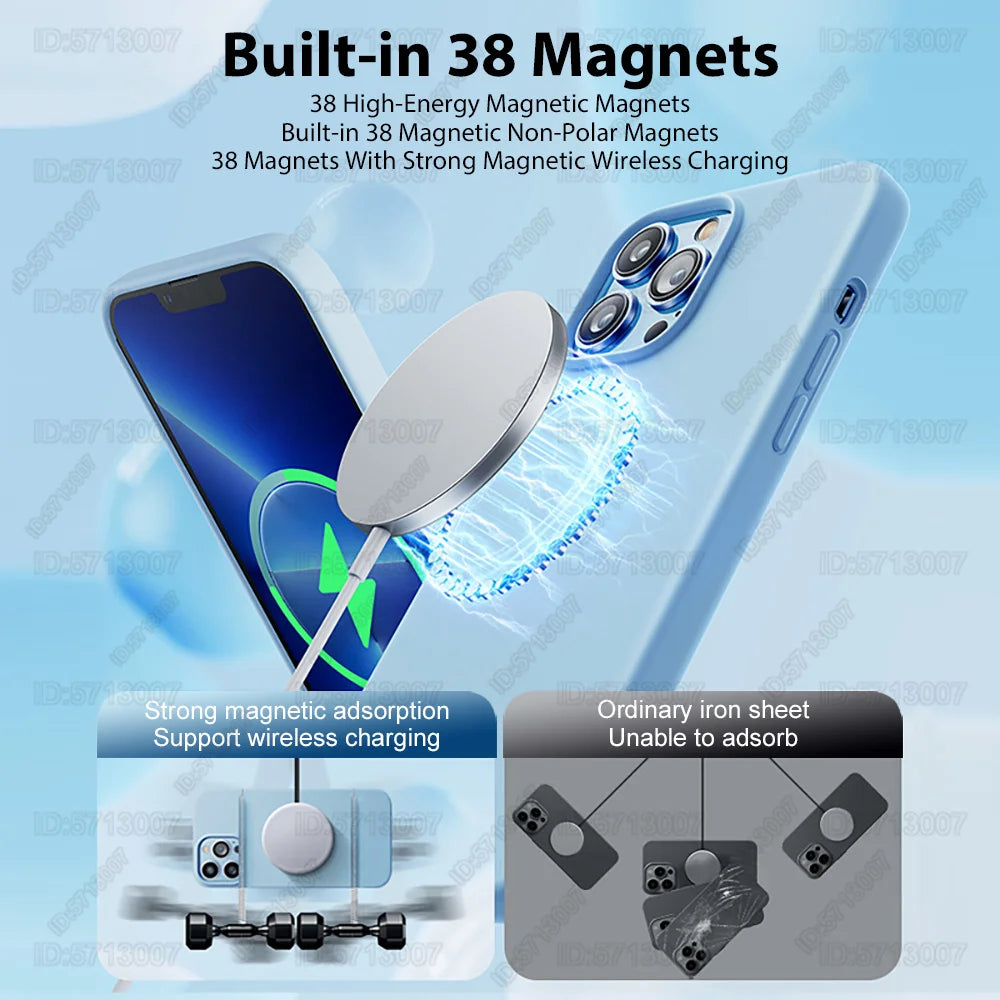 Afia Magnetic Liquid Silicone Case for iPhone 15 Pro – Shockproof MagSafe Wireless Charging Cover