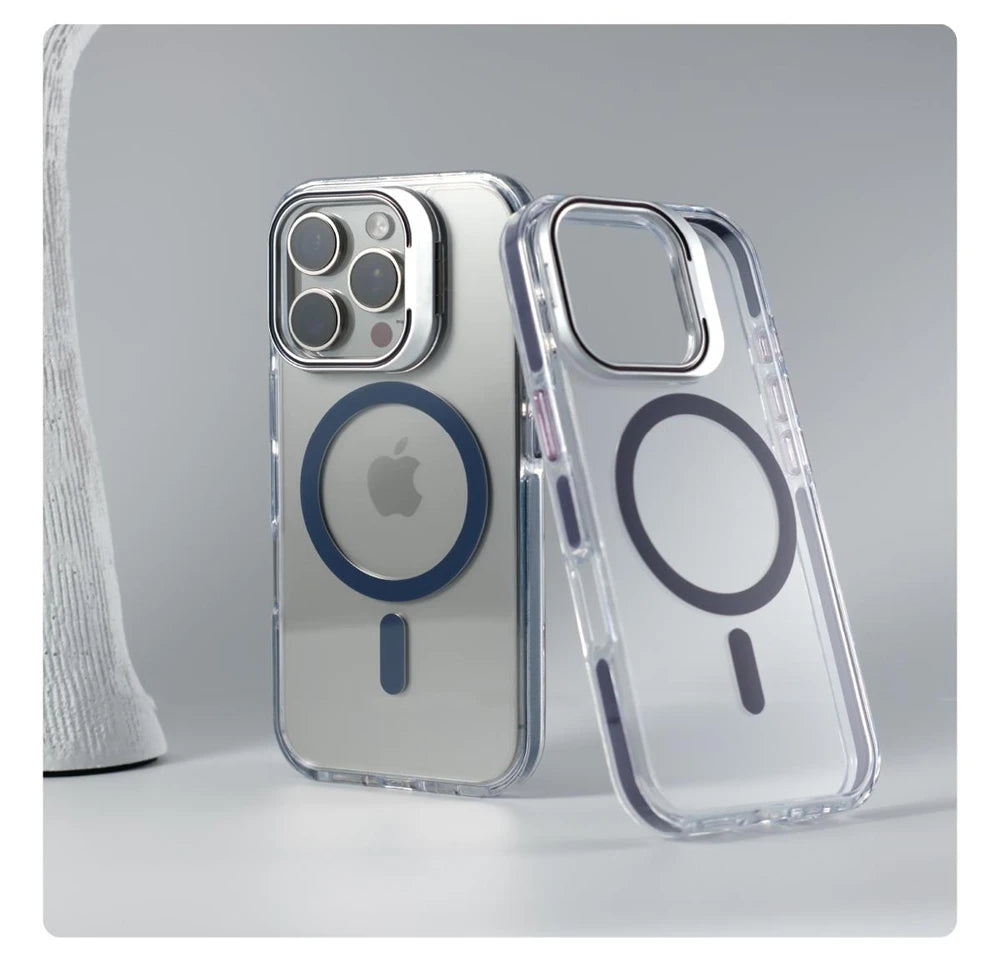 Magnetic Clear Stand Case for iPhone 17 Pro Max, 17 Pro, 17 – Luxury Shockproof Cover with Camera Lens Protection