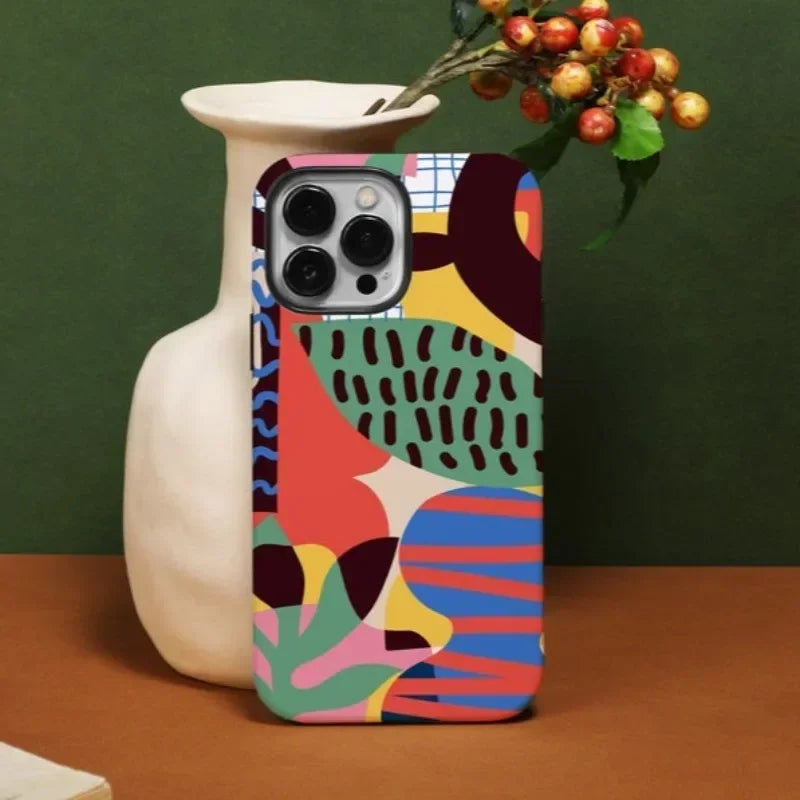 Artistic Illustration Case For iPhone 16 Acrylic TPU Two in one Magsafe.
