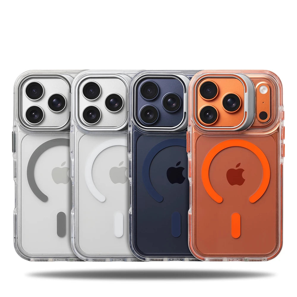 Magnetic Clear Stand Case for iPhone 17 Pro Max, 17 Pro, 17 – Luxury Shockproof Cover with Camera Lens Protection