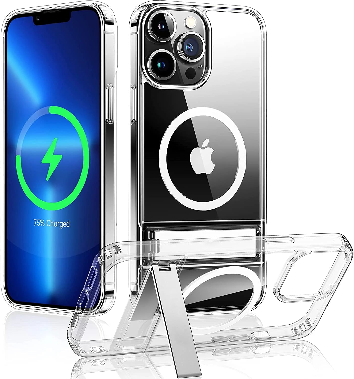 Afia for iPhone 16 Pro Max Magnetic Clear Phone Case with Kickstand for Shockproof Mobile Back Cover