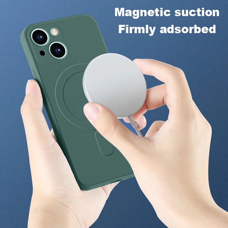 Afia MagSafe Magnetic Case for iPhone 14 Pro Max Soft Liquid Silicone Protective Cover - Color green