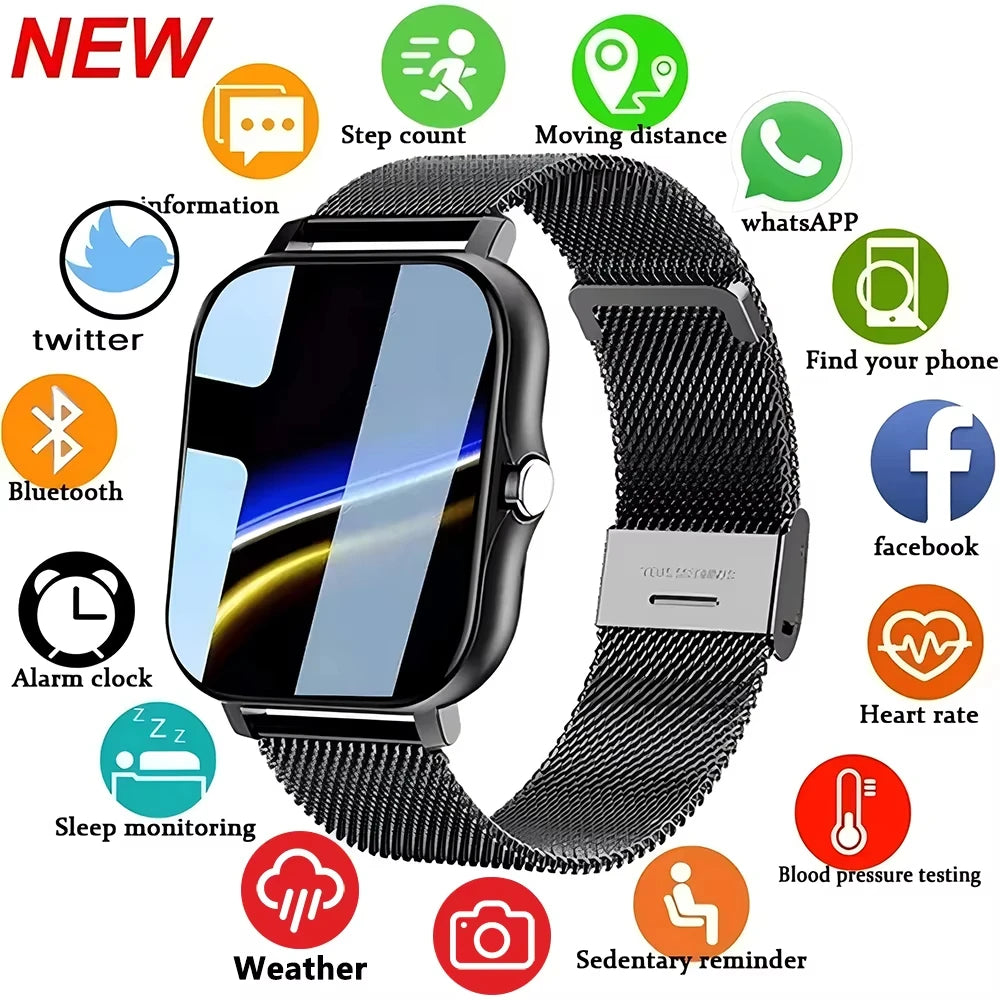 LAXASFIT 2025 New Smart Watch for Men & Women Gift Full Touch Screen Sports Fitness Watch Bluetooth Call Digital Smartwatch
