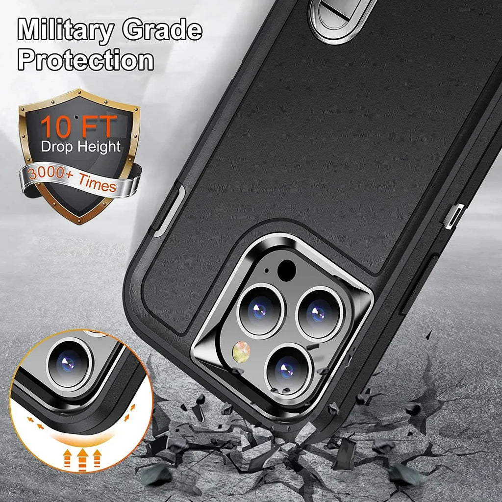 Afia 3 IN 1 Hybrid Military Anti-Shock Phone Case for iPhone 17/ 17Pro/  17 Pro Max Heavy Duty Shockproof Armor Kickstand Cover