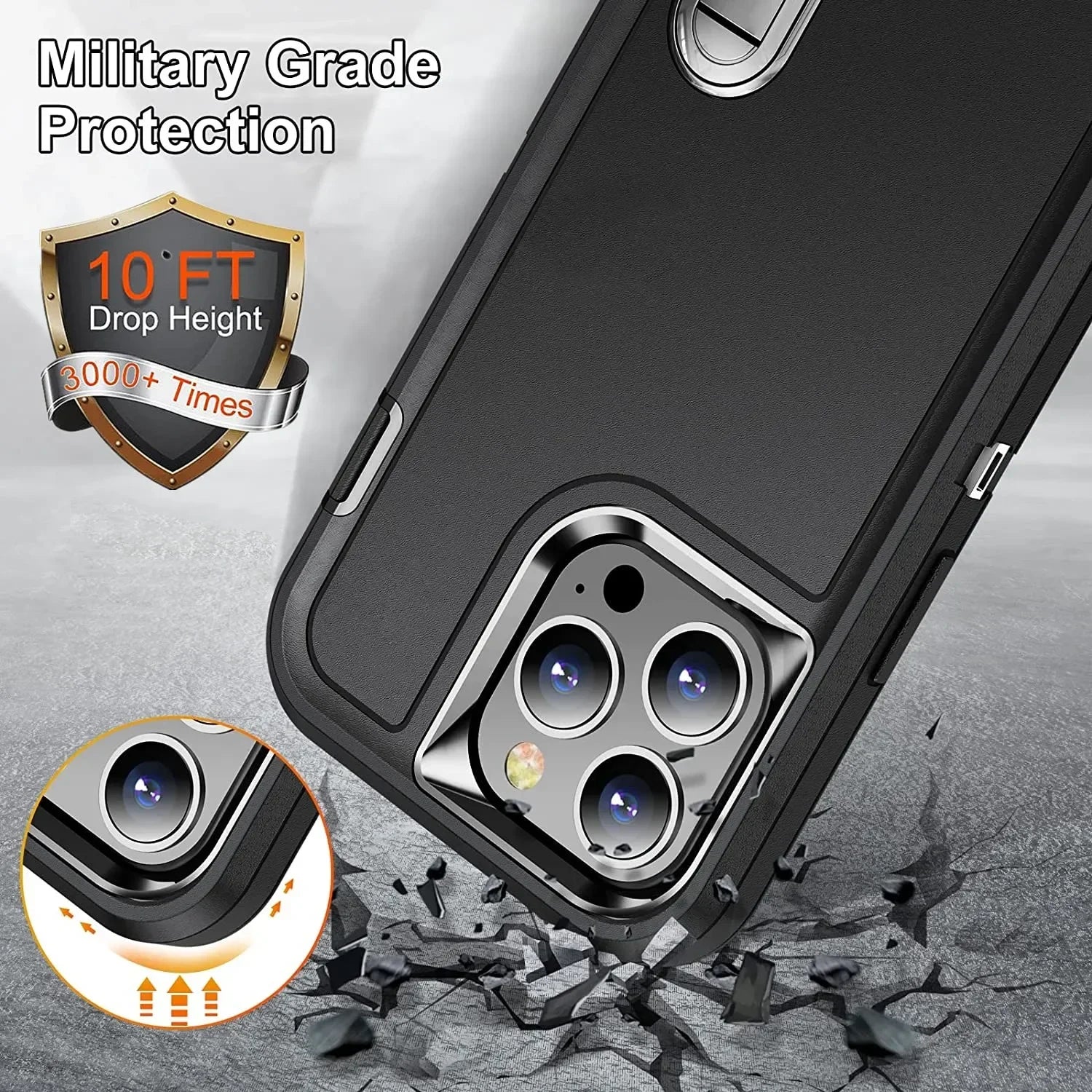Afia 3 IN 1 Hybrid Military Anti-Shock Phone Case for iPhone 17/ 17Pro/  17 Pro Max Heavy Duty Shockproof Armor Kickstand Cover