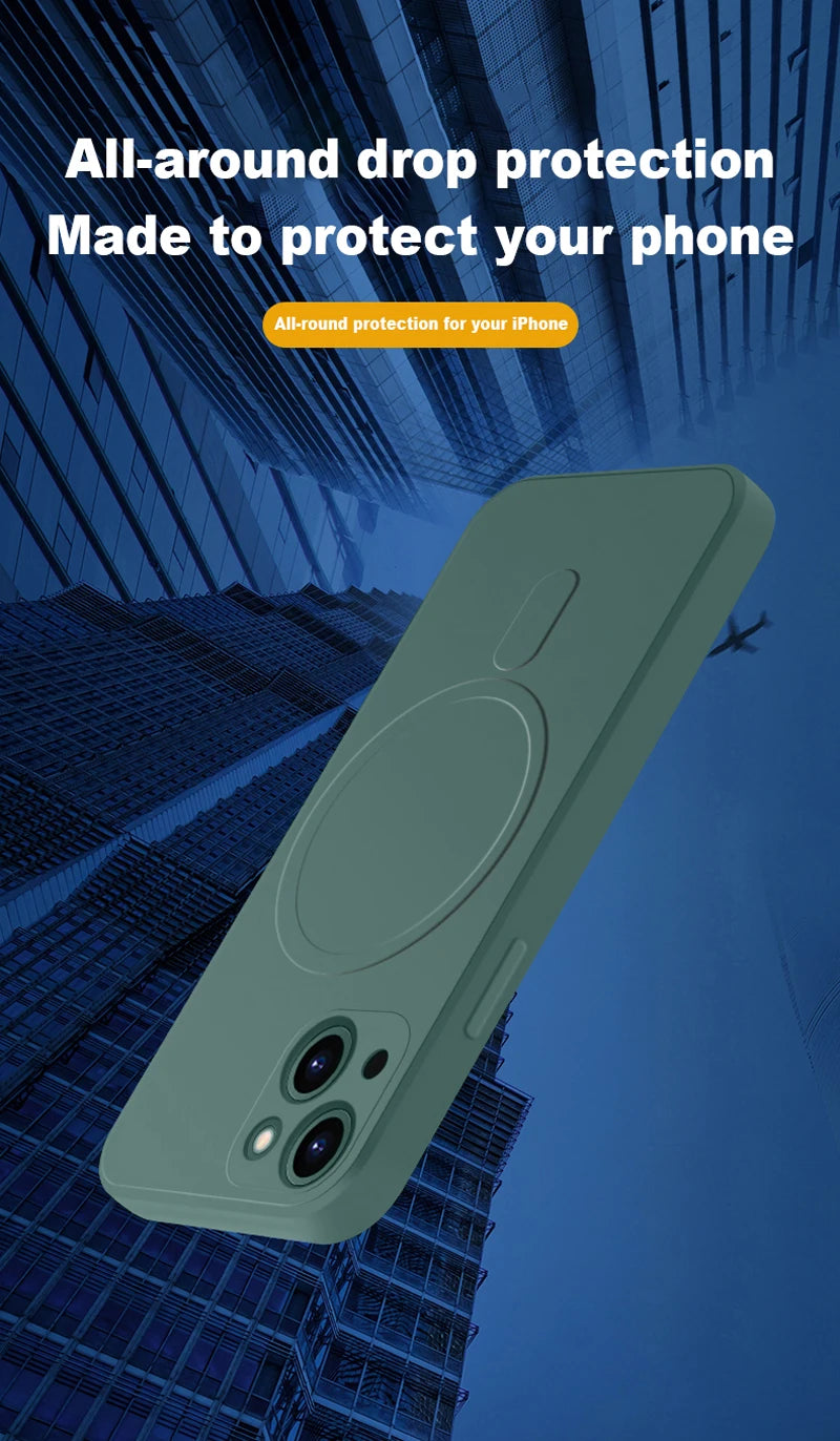 Afia MagSafe Magnetic Case for iPhone 14 Pro Max Soft Liquid Silicone Protective Cover - Color green
