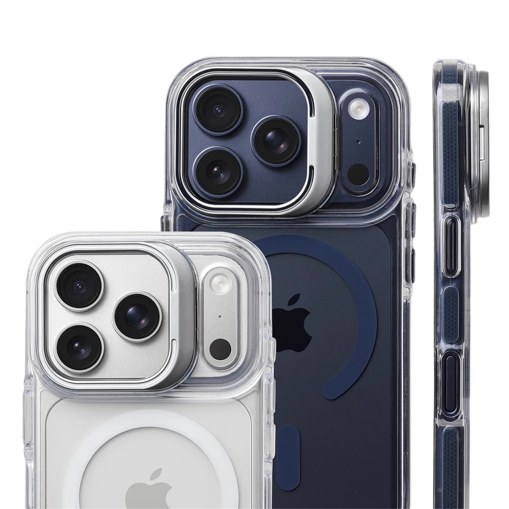 Magnetic Clear Stand Case for iPhone 17 Pro Max, 17 Pro, 17 – Luxury Shockproof Cover with Camera Lens Protection