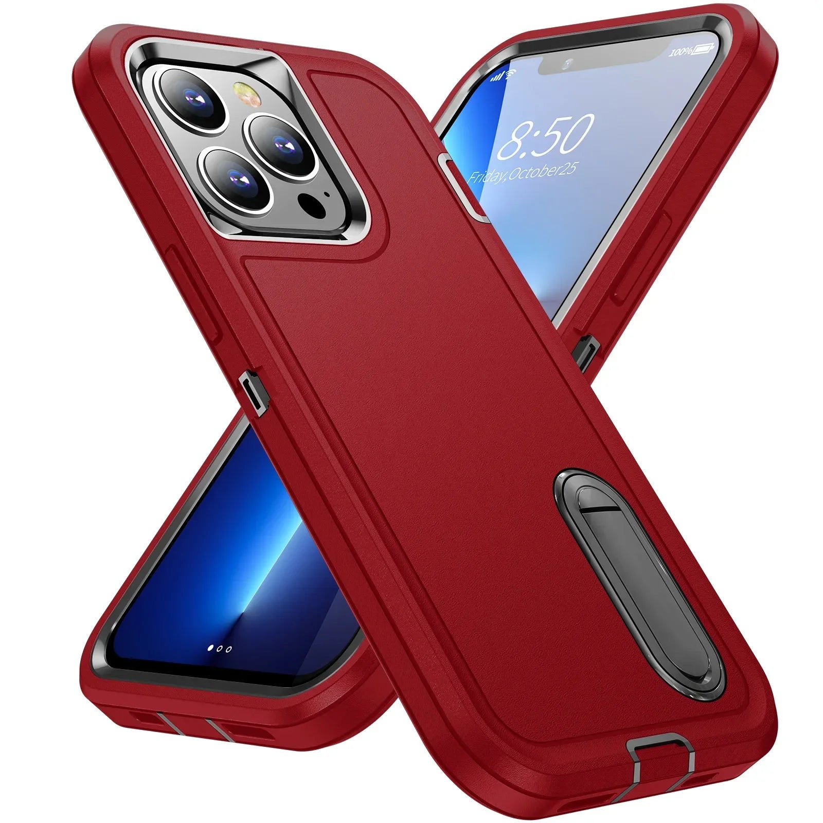 Afia 3 IN 1 Hybrid Military Anti-Shock Phone Case for iPhone 17/ 17Pro/  17 Pro Max Heavy Duty Shockproof Armor Kickstand Cover