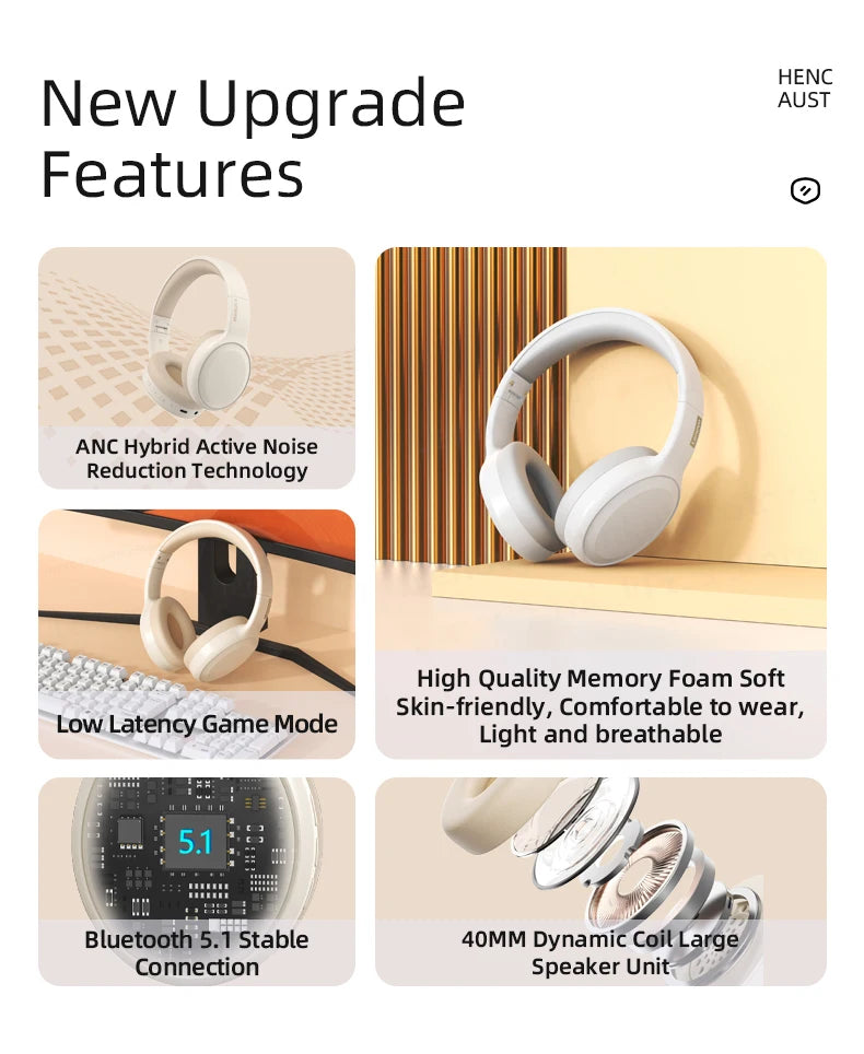 Lenovo Sports Earphones, Esports Games with Microphone TH30 Wireless Bluetooth Headphones with Headwear Earmuffs.