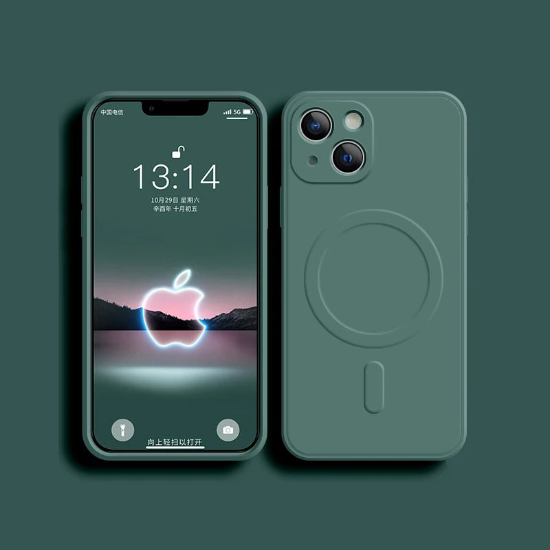 Afia MagSafe Magnetic Case for iPhone 14 Pro Max Soft Liquid Silicone Protective Cover - Color green