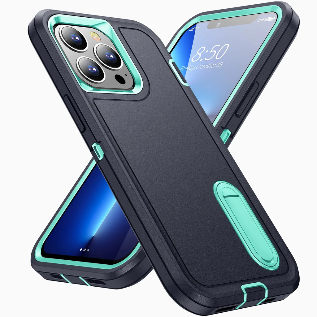 Afia 3 IN 1 Hybrid Military Anti-Shock Phone Case for iPhone 17/ 17Pro/  17 Pro Max Heavy Duty Shockproof Armor Kickstand Cover